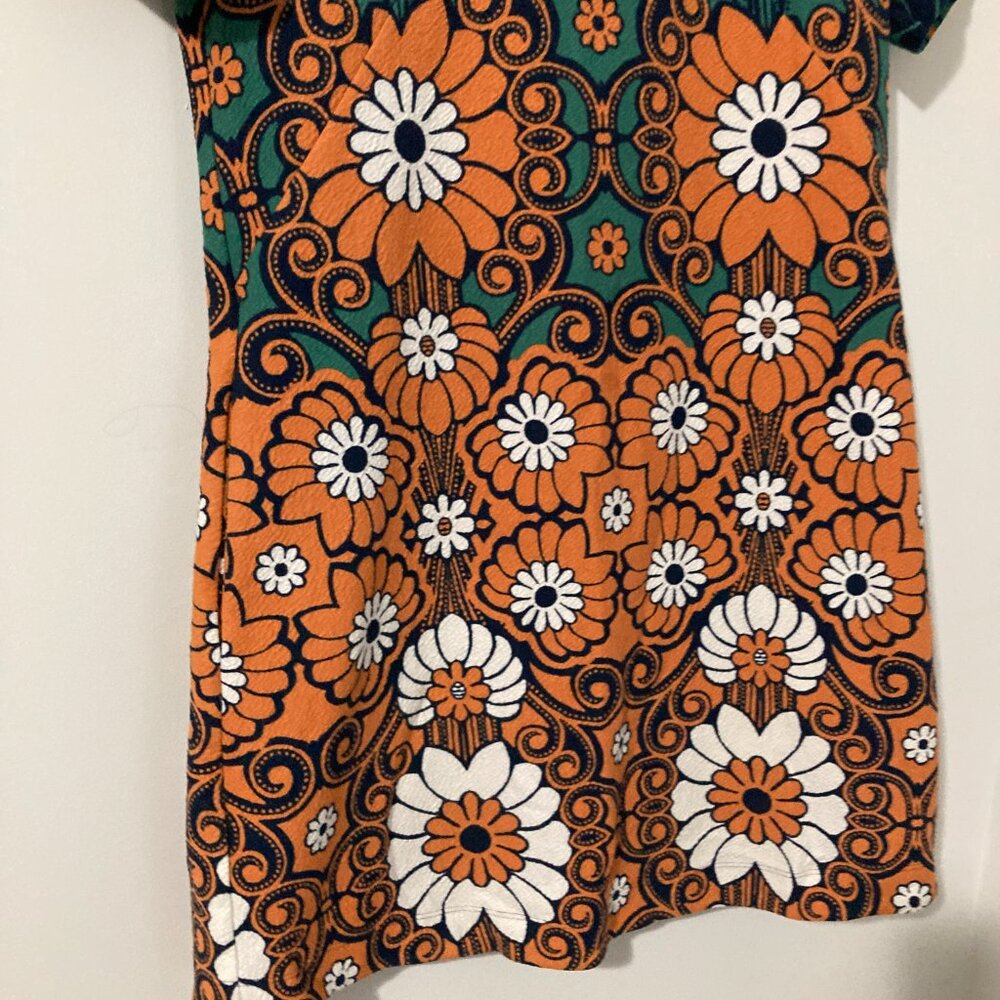Anthropologie Orange Green Floral Mini Dress - Picture 3 of 14